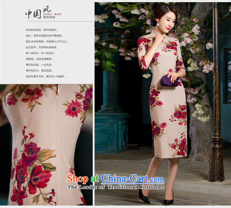 Ya-ting stylish shops 2015 Autumn replacing retro Sau San video in thin large cuff improved linen long skirt qipao day lilies XXL picture, prices, brand platters! The elections are supplied in the national character of distribution, so action, buy now enjoy more preferential! As soon as possible.