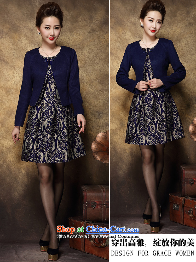 Ya-ting stylish shops 2015 large middle-aged female Mother New) Autumn two kits wool dresses? Tibetan blue XL Photo, prices, brand platters! The elections are supplied in the national character of distribution, so action, buy now enjoy more preferential! As soon as possible.