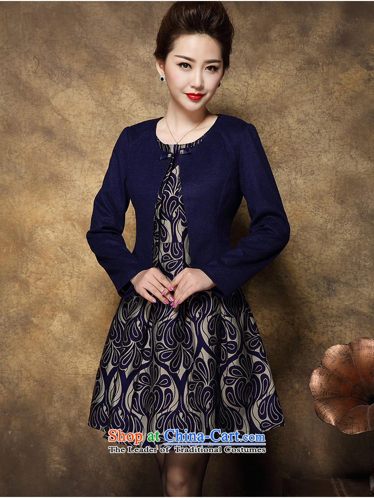 Ya-ting stylish shops 2015 large middle-aged female Mother New) Autumn two kits wool dresses? Tibetan blue XL Photo, prices, brand platters! The elections are supplied in the national character of distribution, so action, buy now enjoy more preferential! As soon as possible.