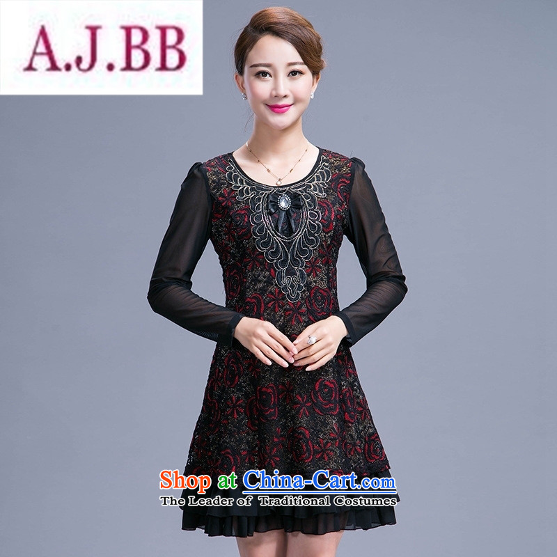 Ya-ting and fashion boutiques, older women's large middle-aged moms with autumn replacing dresses in the long years of long-sleeved red XL,A.J.BB,,, 40-50 shopping on the Internet