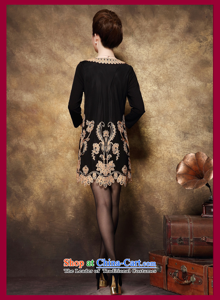 Ya-ting stylish shops in the autumn of 2015, the Code Cuba baroque pattern in the skirt of older larger mother replacing dresses large black XXL picture, prices, brand platters! The elections are supplied in the national character of distribution, so action, buy now enjoy more preferential! As soon as possible.