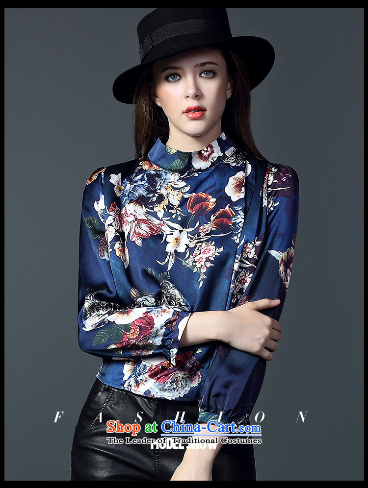 And related shop *2015 autumn and winter New Female European site western retro style leisure stamp shirt long-sleeved shirt Blue M picture, prices, brand platters! The elections are supplied in the national character of distribution, so action, buy now enjoy more preferential! As soon as possible.