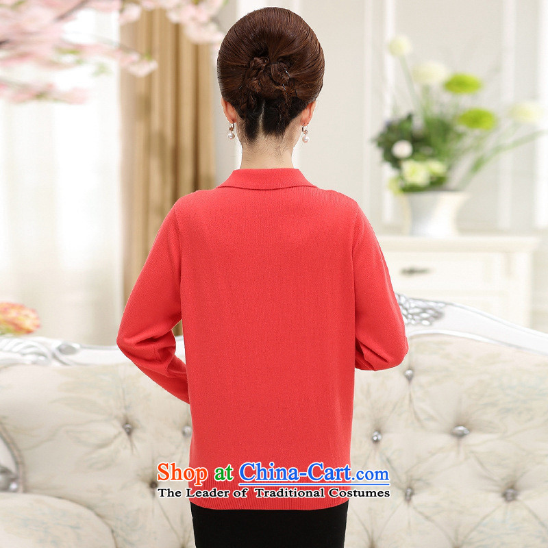 The Secretary for Health concerns of older women shop * replace spring and autumn boxed long-sleeved T-shirt, forming the reverse collar middle-aged women Knitted Shirt Mother Women's clothes light sweater orange 3XLXL( 145-160), and recommended to the bu