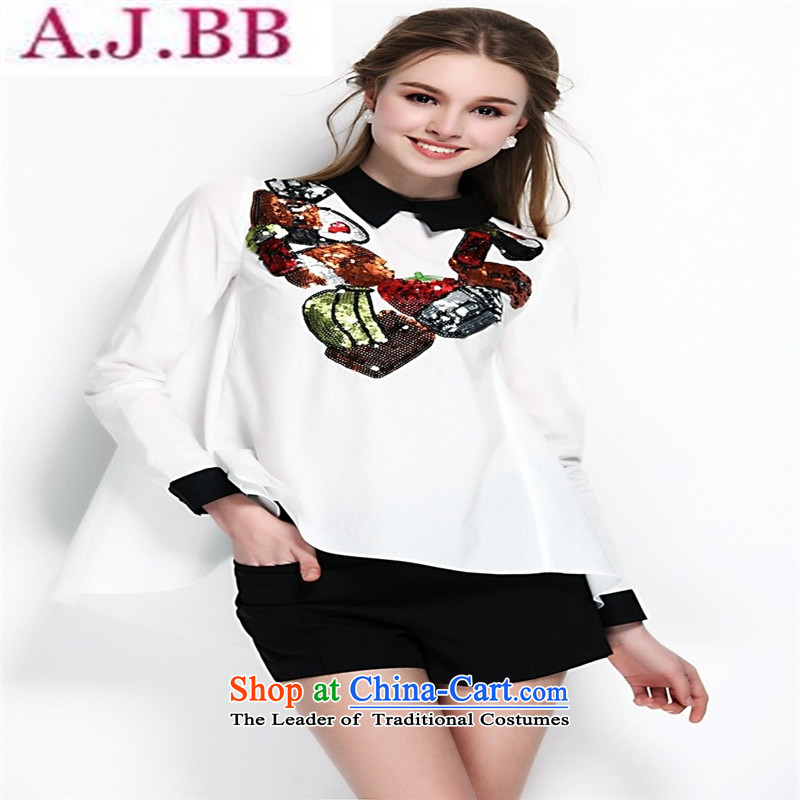 And related shop fall *2015 for women in Europe solid color lights turn for long-sleeved T-woman Sau San pension summer white , L, and involved (rvie.) , , , shopping on the Internet