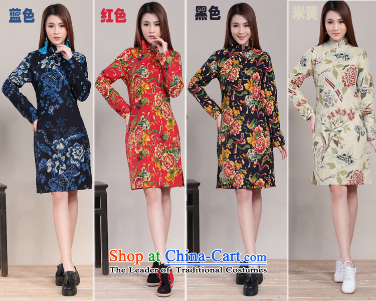 Hirlet Ephraim Fall 2015 new temperament Ms. retro improved ethnic Chinese cheongsam dress daily long-sleeved palace with cotton linen collar of the forklift truck cheongsam dress Black XL Photo, prices, brand platters! The elections are supplied in the national character of distribution, so action, buy now enjoy more preferential! As soon as possible.