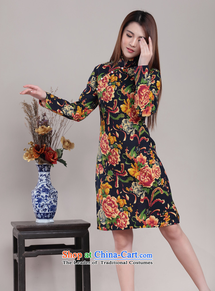 Hirlet Ephraim Fall 2015 new temperament Ms. retro improved ethnic Chinese cheongsam dress daily long-sleeved palace with cotton linen collar of the forklift truck cheongsam dress Black XL Photo, prices, brand platters! The elections are supplied in the national character of distribution, so action, buy now enjoy more preferential! As soon as possible.