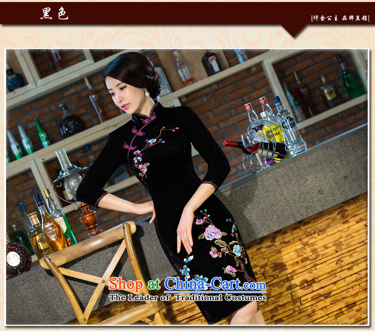 Ya-ting shop 2015 autumn and winter new moms with scouring pads in the skirt qipao Kim sleeve length) Improved retro wedding blue S picture, prices, brand platters! The elections are supplied in the national character of distribution, so action, buy now enjoy more preferential! As soon as possible.