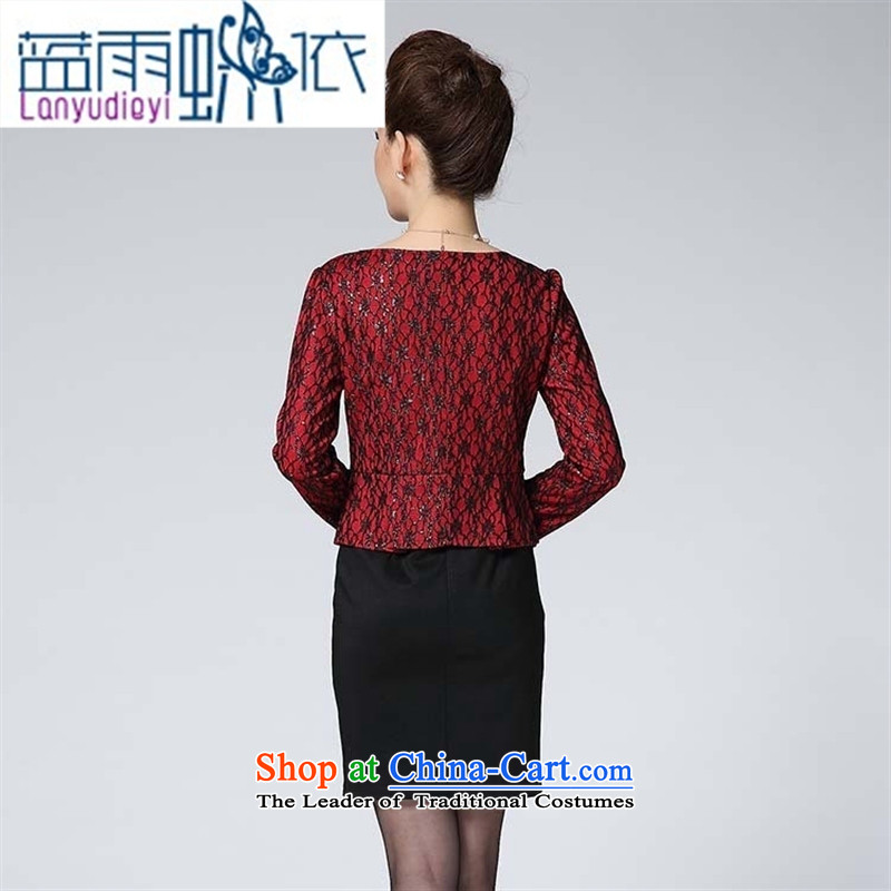 Ya-ting shop 2015 temperament dresses autumn in new women's older larger Sau San dress with middle-aged moms red XL_170 92A_