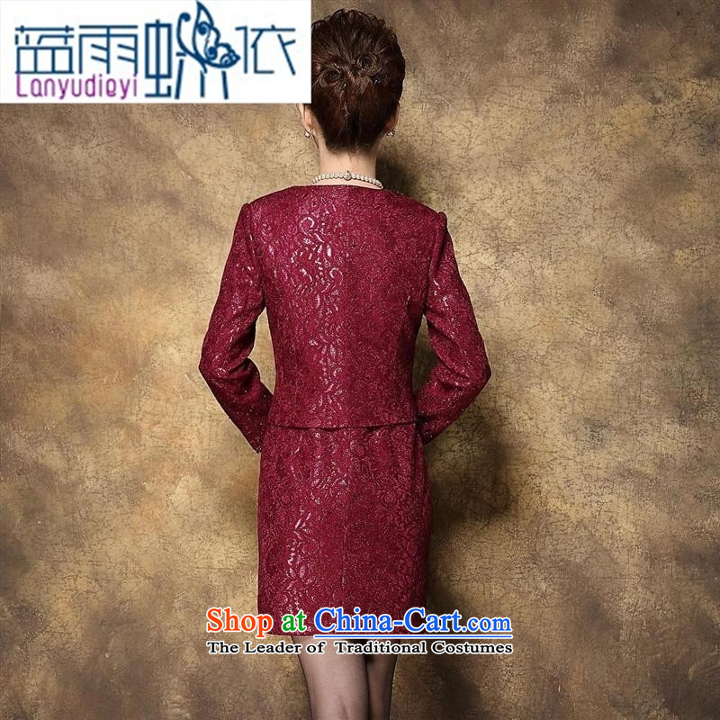 Ya-ting shop 2015 Autumn New) Older dresses temperament Sau San larger wedding wedding MOM pack kit in the red 180 100A, blue rain butterfly according to , , , shopping on the Internet