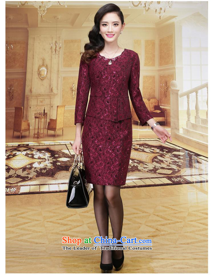 Ya-ting shop 2015 Autumn load new women's body graphics thin temperament decorated 9 cuff lace dresses in older mother replacing dark violet XXL picture, prices, brand platters! The elections are supplied in the national character of distribution, so action, buy now enjoy more preferential! As soon as possible.