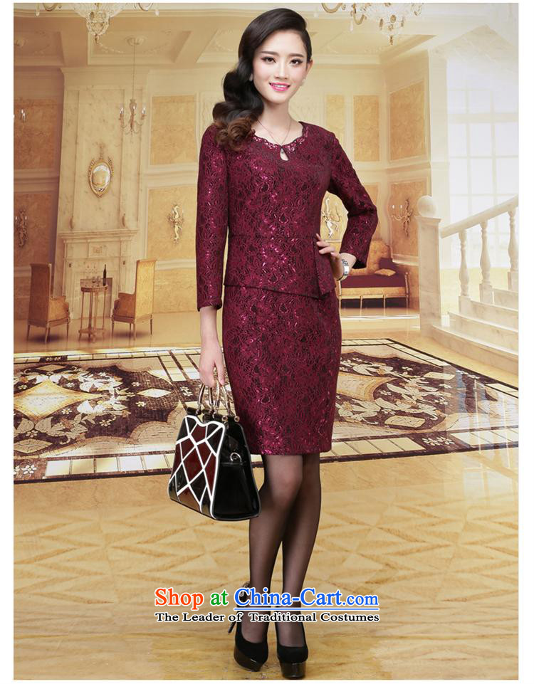 Ya-ting shop 2015 Autumn load new women's body graphics thin temperament decorated 9 cuff lace dresses in older mother replacing dark violet XXL picture, prices, brand platters! The elections are supplied in the national character of distribution, so action, buy now enjoy more preferential! As soon as possible.