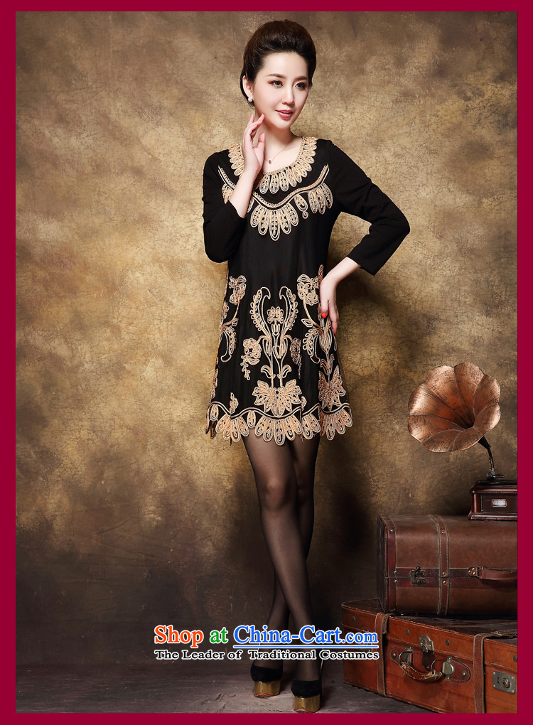 Shop 2015 Ya-ting, the code in the autumn of Cuba baroque pattern in the skirt of older larger mother replacing dresses large black XXXL picture, prices, brand platters! The elections are supplied in the national character of distribution, so action, buy now enjoy more preferential! As soon as possible.