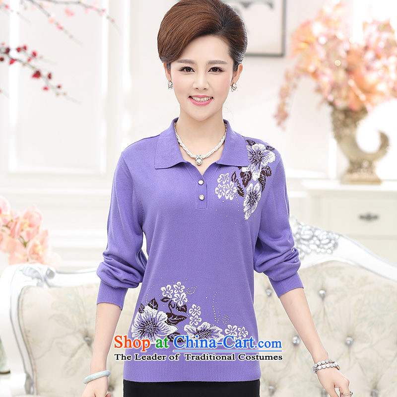 And involved shop New) Autumn *2015 women forming the elderly in the Netherlands mother woolen pullover liberal party long-sleeved T-shirt, collar and Jie (XL, purple rvie.) , , , shopping on the Internet