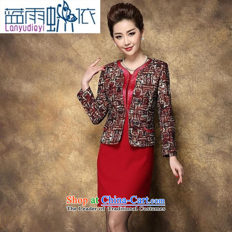 Ya-ting shop in autumn and winter 2015 older stylish wedding wedding MOM pack flower Yi Red Dress 96A, 175 Blue rain butterfly according to , , , shopping on the Internet