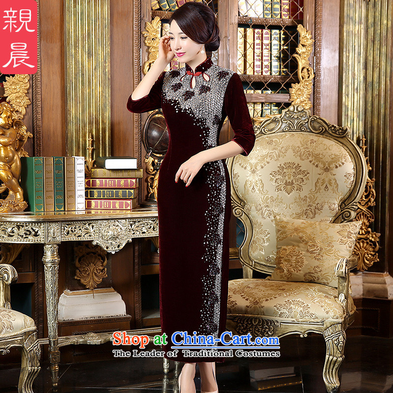 At 2015 new parent for autumn and winter by Kim scouring pads for larger mother qipao skirt wedding dresses, Ms. boxed long dresses in short-sleeved) XL, pro-am , , , shopping on the Internet