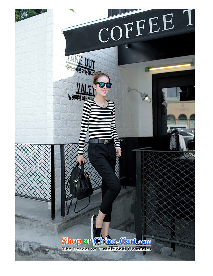 And involved shop New) Autumn *2015 Korean female round-neck collar long-sleeved T-shirt, forming the streaks shirt lace stitching streaks L picture, prices, brand platters! The elections are supplied in the national character of distribution, so action, buy now enjoy more preferential! As soon as possible.