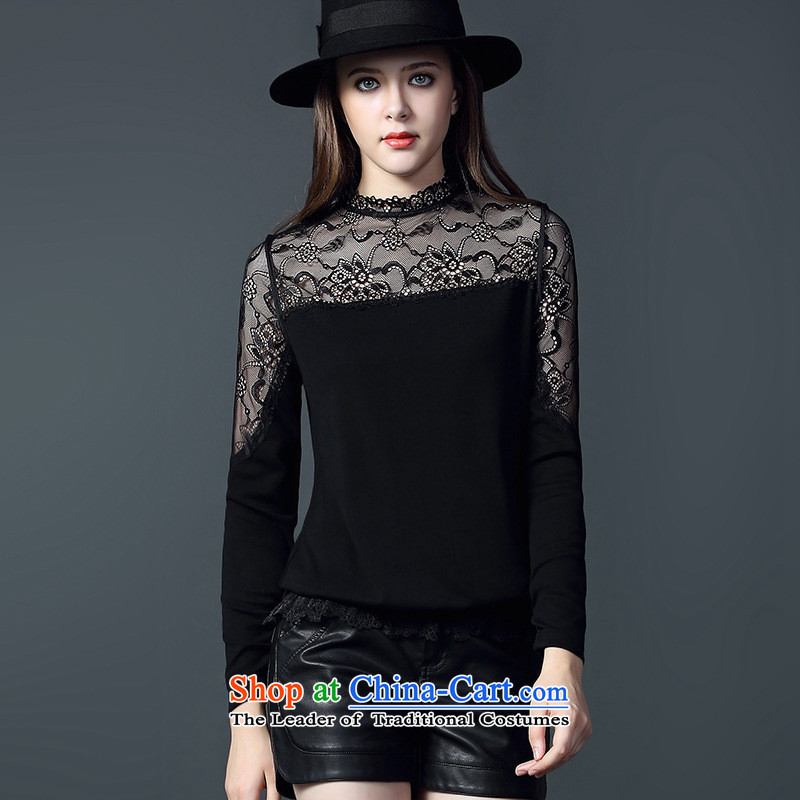 The Secretary for Health related shop * High-end women 2015 autumn and winter stylish new lace l leisure wear black shirt , L, and involved (rvie.) , , , shopping on the Internet
