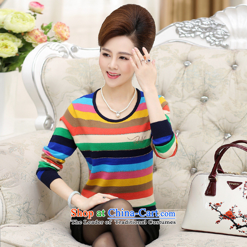 The Secretary for Health concerns of older women shop * replacing autumn blouses middle-aged 40-50 years autumn loaded code knitwear mother large long-sleeved T-shirt rainbow colored 2 L (741), and recommended to the burden involved (rvie.) , , , shopping
