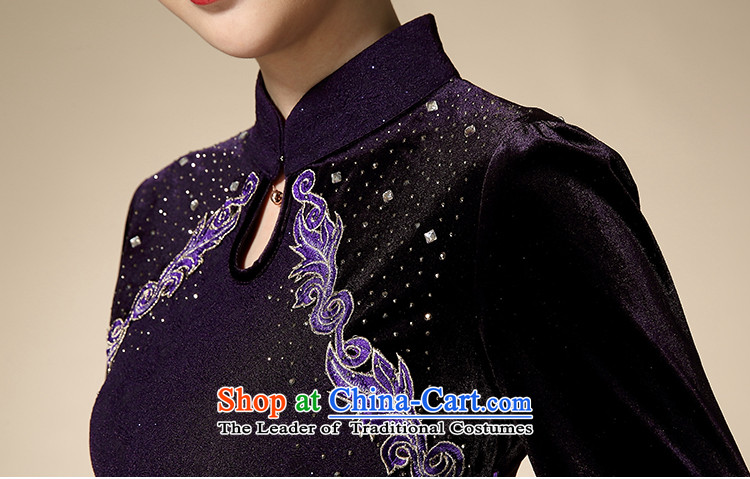The Black Butterfly autumn large code Women Korean middle-aged long-sleeved video thin Sau San Kim velvet MOM pack A skirt purple XXL picture, prices, brand platters! The elections are supplied in the national character of distribution, so action, buy now enjoy more preferential! As soon as possible.