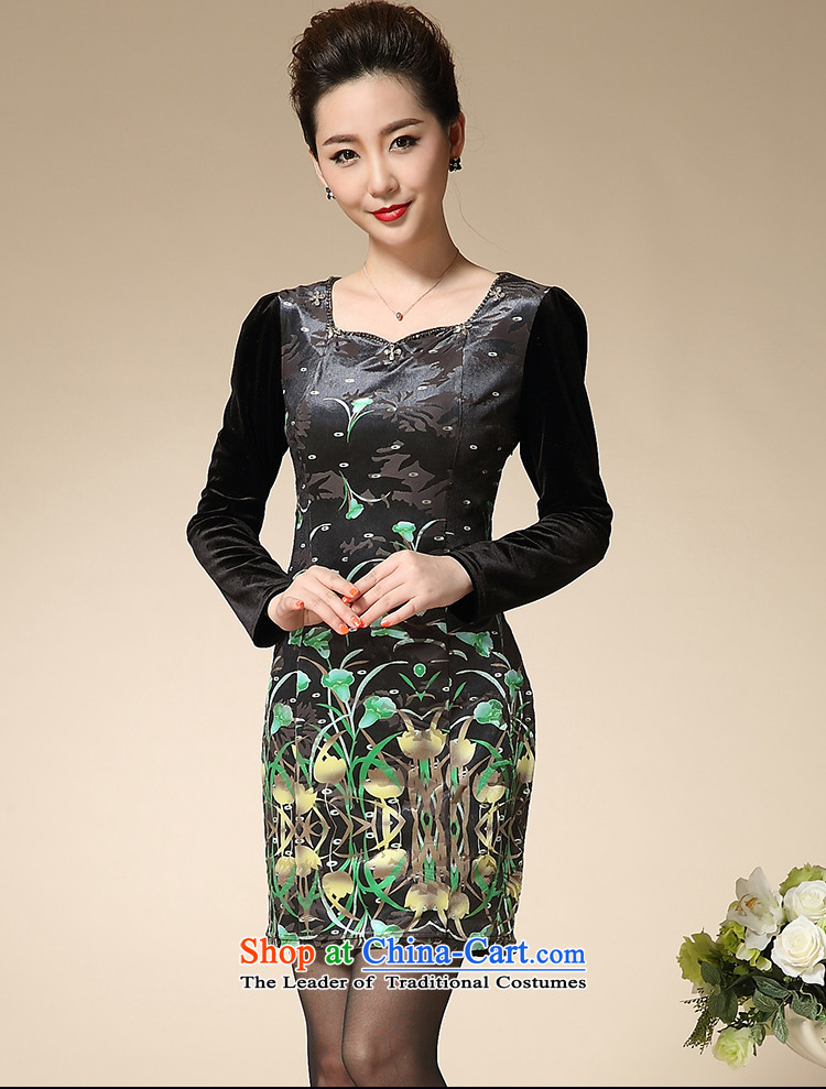 The Black Butterfly autumn 2015 middle-aged moms who are large long-sleeved gray velour Kim Female dress in long green M picture, prices, brand platters! The elections are supplied in the national character of distribution, so action, buy now enjoy more preferential! As soon as possible.