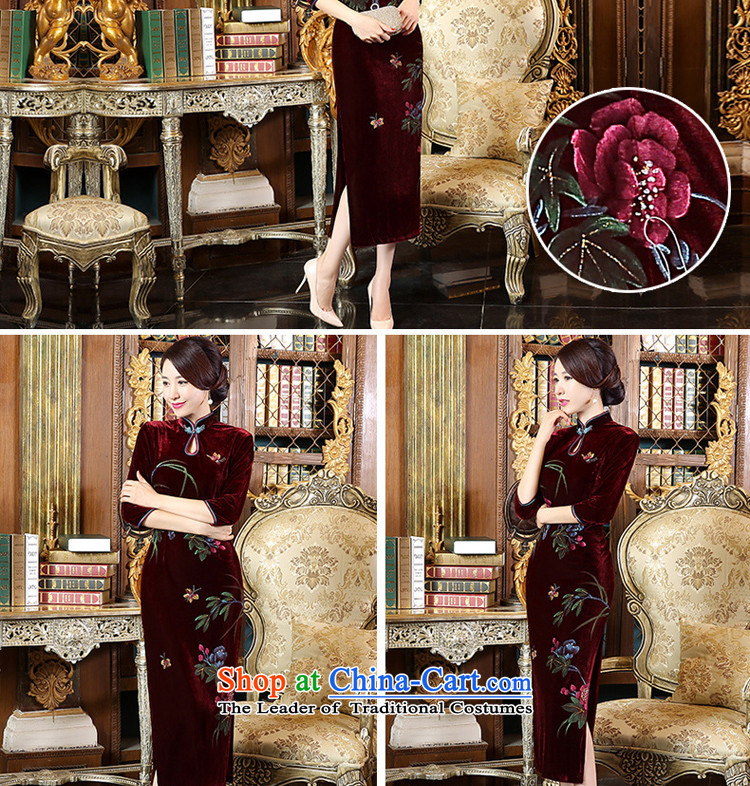 Pro-morning dress mother loaded code velvet autumn 2015 new stylish daily improved cheongsam dress Ms. dresses in long-sleeved 3XL picture, prices, brand platters! The elections are supplied in the national character of distribution, so action, buy now enjoy more preferential! As soon as possible.