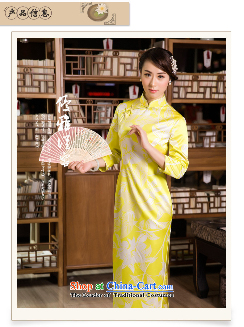 The Wu female red 2015 New Fall/Winter Collections of silk cheongsam dress daily slimming long stamp 7 to the cuff of the forklift truck qipao high yellow S picture, prices, brand platters! The elections are supplied in the national character of distribution, so action, buy now enjoy more preferential! As soon as possible.