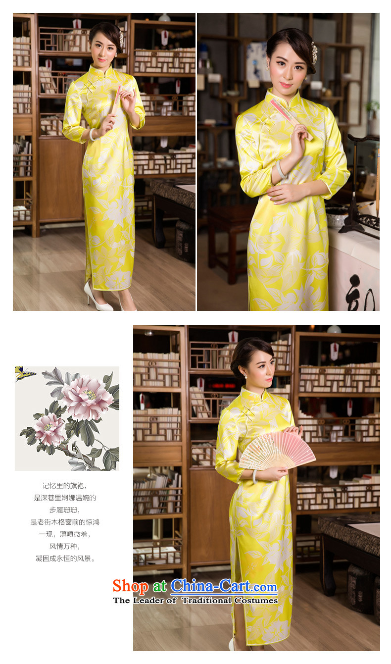 The Wu female red 2015 New Fall/Winter Collections of silk cheongsam dress daily slimming long stamp 7 to the cuff of the forklift truck qipao high yellow S picture, prices, brand platters! The elections are supplied in the national character of distribution, so action, buy now enjoy more preferential! As soon as possible.