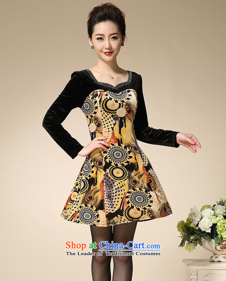 The Black Butterfly gold Autumn 2015 scouring pads stamp V-Neck Diamond Sau San installed XL middle-aged moms long-sleeved dresses green L picture, prices, brand platters! The elections are supplied in the national character of distribution, so action, buy now enjoy more preferential! As soon as possible.