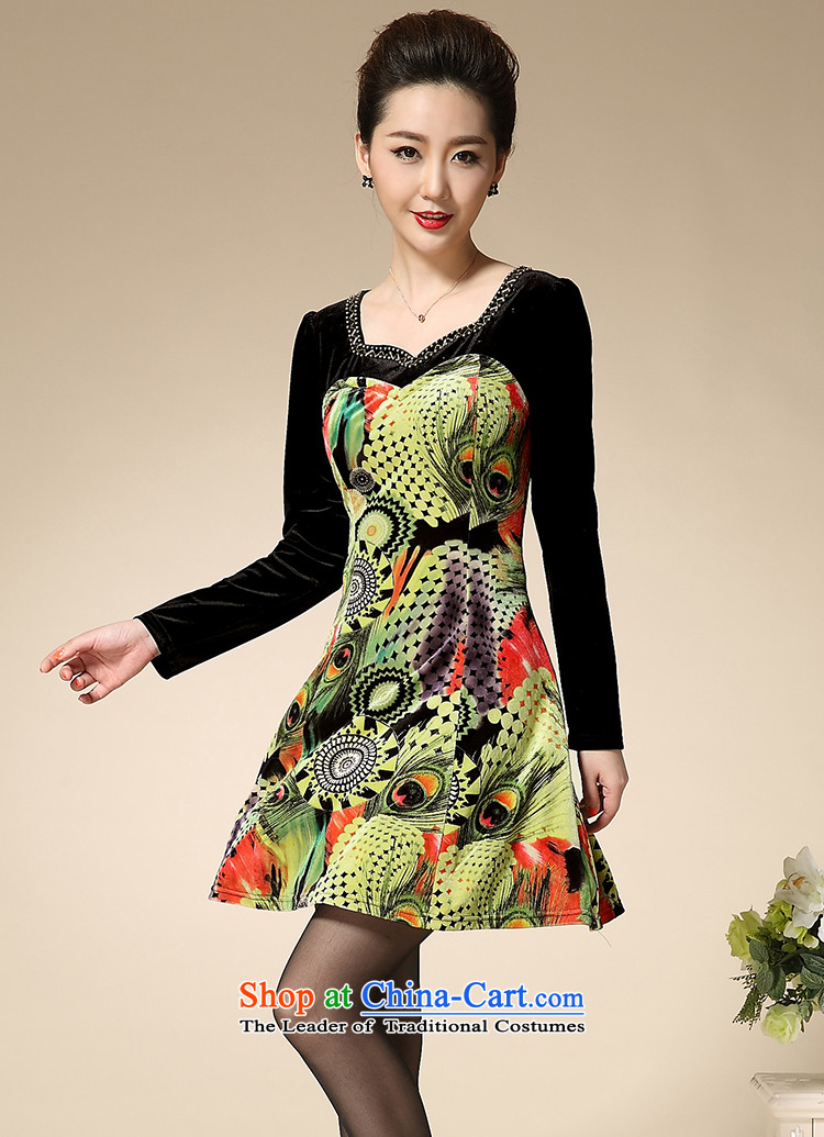The Black Butterfly gold Autumn 2015 scouring pads stamp V-Neck Diamond Sau San installed XL middle-aged moms long-sleeved dresses green L picture, prices, brand platters! The elections are supplied in the national character of distribution, so action, buy now enjoy more preferential! As soon as possible.