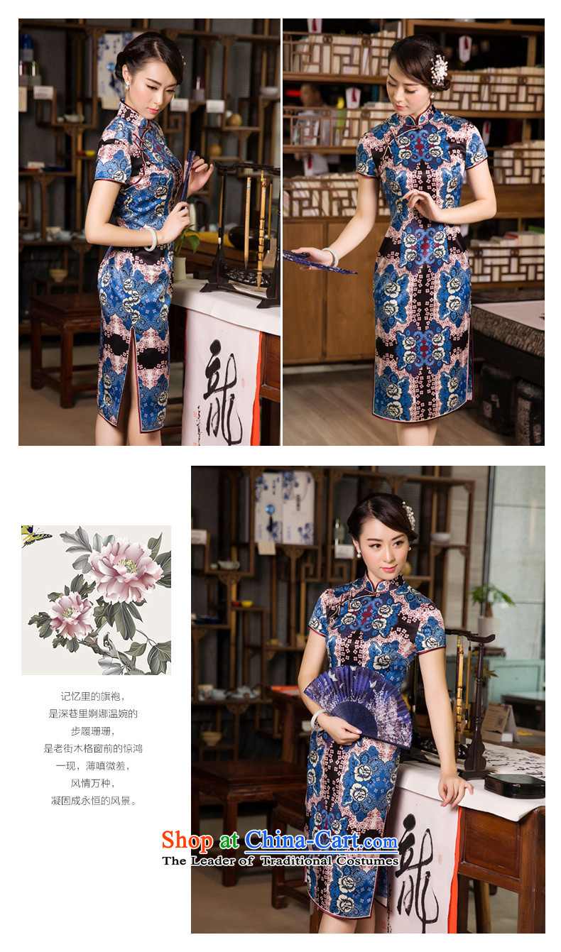 The Wu Female Red Silk Cheongsam, long-sleeved autumn 2015) Ms. daily with retro Tang Gown cheongsam dress dark blue XXL picture, prices, brand platters! The elections are supplied in the national character of distribution, so action, buy now enjoy more preferential! As soon as possible.