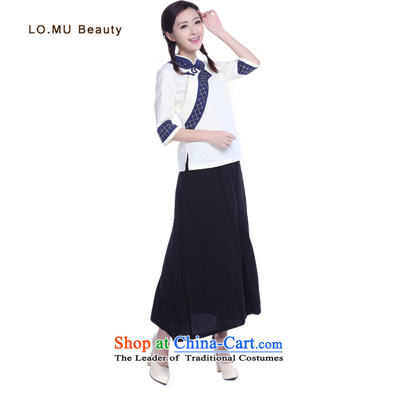 2015 new literary aura body skirt cotton linen ethnic retro long skirt large black dress children s code ,LO.MU black skirt beauty,,, shopping on the Internet