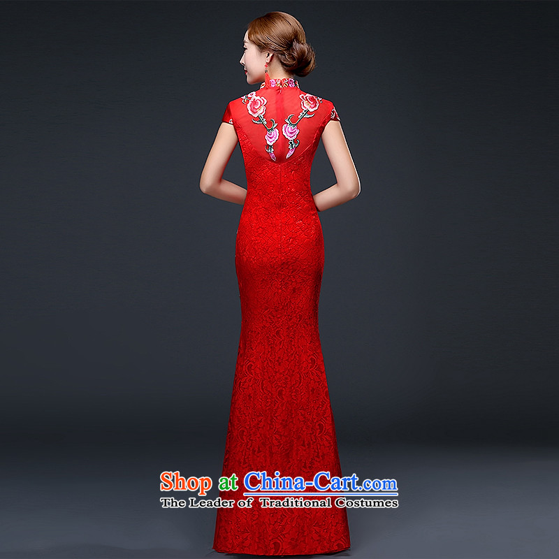 Hillo XILUOSHA) bridal dresses Lisa (long) bows to marry a crowsfoot qipao wedding dresses embroidery lace Chinese New Year 2015 Autumn RED M HILLO Lisa (XILUOSHA) , , , shopping on the Internet