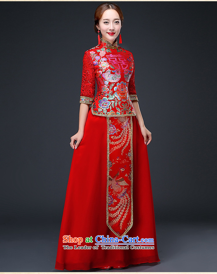 Hillo XILUOSHA) bridal dresses Lisa (long long-sleeved-soo and chinese cheongsam dress marriage bows services lace 2015 new autumn RED M picture, prices, brand platters! The elections are supplied in the national character of distribution, so action, buy now enjoy more preferential! As soon as possible.