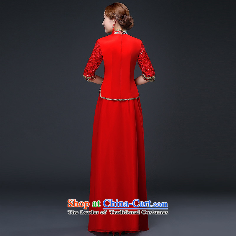 Hillo XILUOSHA) bridal dresses Lisa (long long-sleeved-soo and chinese cheongsam dress marriage bows services lace autumn 2015 New Red M HILLO Lisa (XILUOSHA) , , , shopping on the Internet