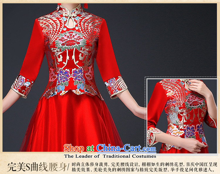 Hillo XILUOSHA) Lisa (bride long long-sleeved brides qipao bows service wedding dress red Chinese wedding dresses 2015 new autumn red L picture, prices, brand platters! The elections are supplied in the national character of distribution, so action, buy now enjoy more preferential! As soon as possible.
