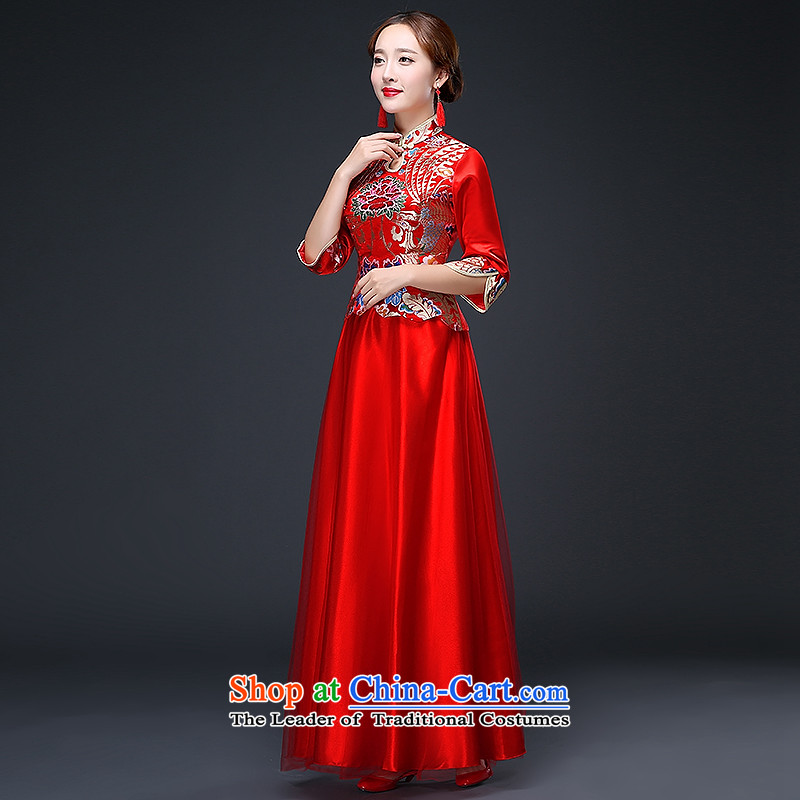 Hillo XILUOSHA) Lisa (bride long long-sleeved brides qipao bows service wedding dress red Chinese wedding dresses 2015 new autumn red , L HILLO Lisa (XILUOSHA) , , , shopping on the Internet