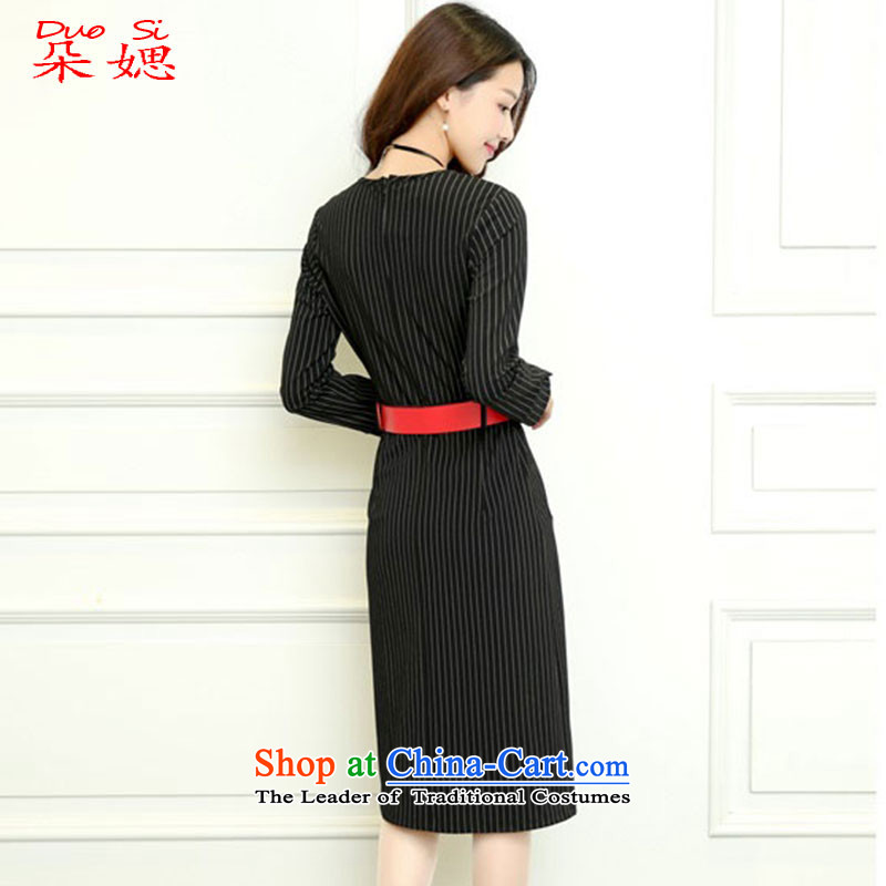   The new 2015 媤 flower autumn and winter was improved and stylish decorated streaks temperament, day-to-day long-sleeved cheongsam dress black , L, flower 媤 shopping on the Internet has been pressed.