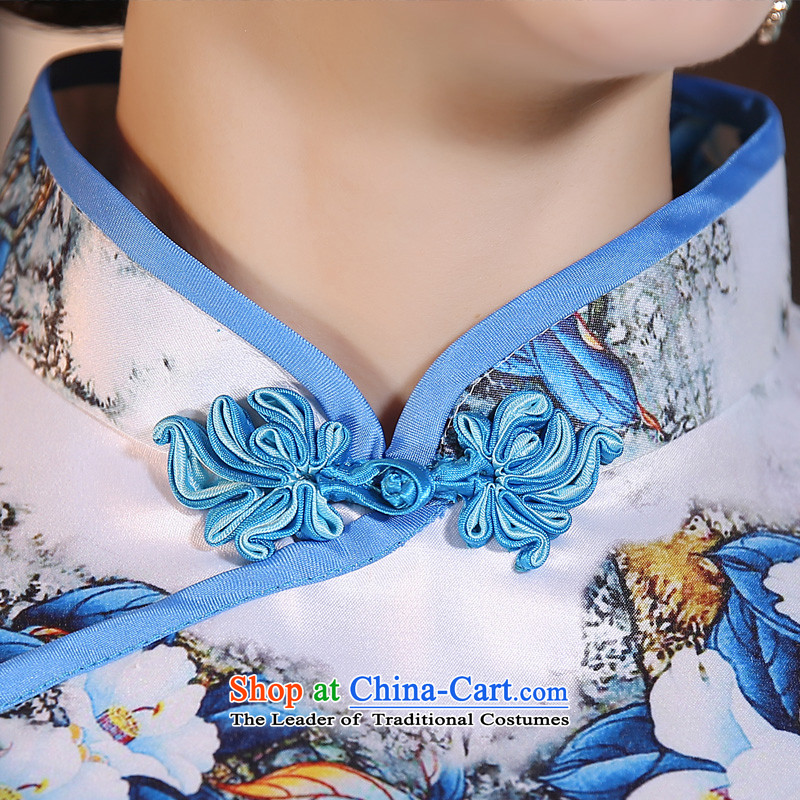 The 2015 autumn 歆 ryosetsu loaded in New Long Qipao) cuff cheongsam dress improved retro style qipao skirt ZA9801 Sau San Picture Color Ink (MOXIN 歆, L) , , , shopping on the Internet