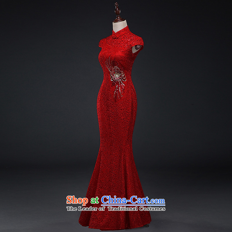 Hillo XILUOSHA) Lisa (qipao bows serving long marriage, bridal dresses chinese red color wedding dresses lace crowsfoot 2015 new autumn RED M HILLO Lisa (XILUOSHA) , , , shopping on the Internet