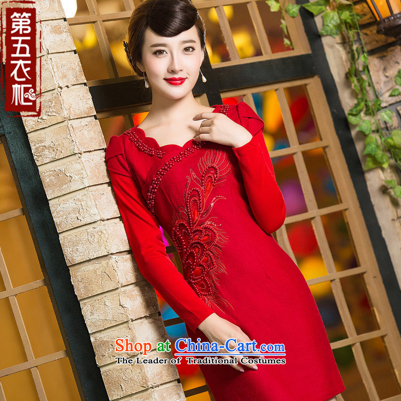 Eason Chan point cheongsam dress 2015 new winter long-sleeved stylish thick chinese red color bows services red S, Eason Chan point , , , shopping on the Internet