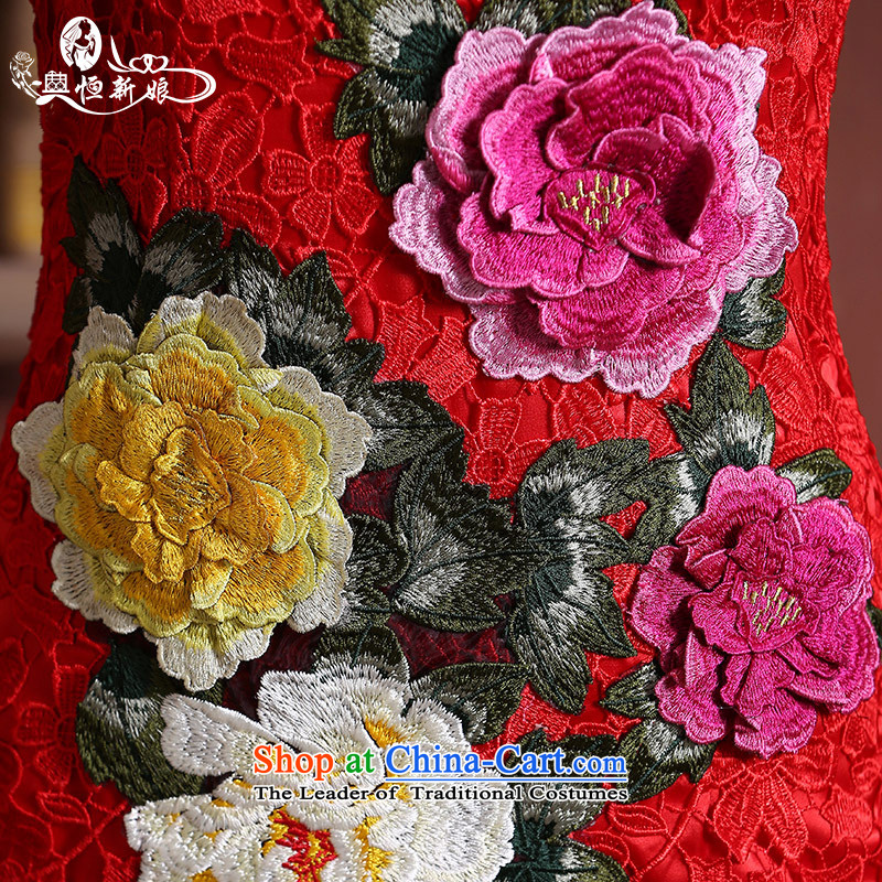 Noritsune bride short of Qipao 2015 new antique Chinese red Lace Embroidery cheongsam wedding dress wedding services improved version of bows Sau San- S, Code Red qipao hang bride shopping on the Internet has been pressed.