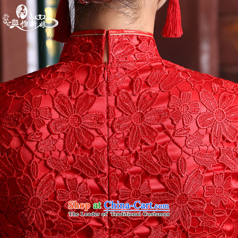 Noritsune bride short of Qipao 2015 new antique Chinese red Lace Embroidery cheongsam wedding dress wedding services improved version of bows Sau San- S, Code Red qipao hang bride shopping on the Internet has been pressed.