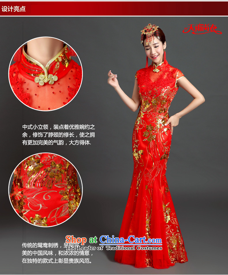 Rain-sang yi 2015 new wedding dress wedding Chinese long large graphics thin crowsfoot qipao stylish collar bows QP548 SERVICES RED M picture, prices, brand platters! The elections are supplied in the national character of distribution, so action, buy now enjoy more preferential! As soon as possible.
