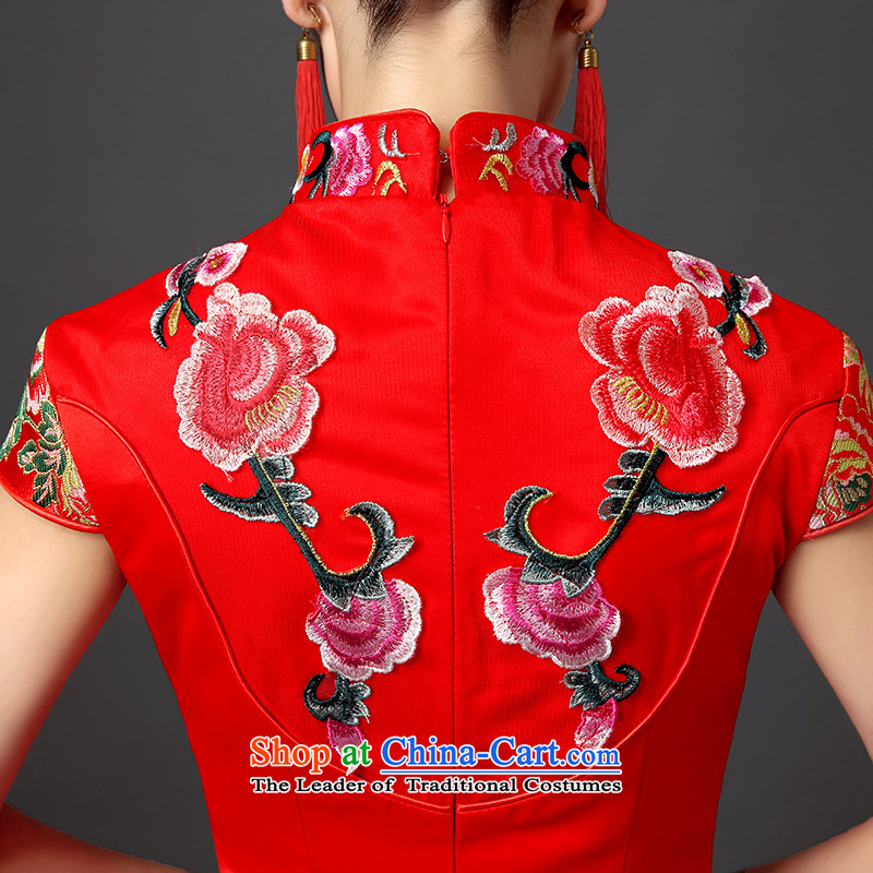 Rain Coat 2015 Autumn yet wedding dresses new Chinese long large graphics thin crowsfoot qipao marriages bows services rain, L, Red QP546 yet Yi shopping on the Internet has been pressed.