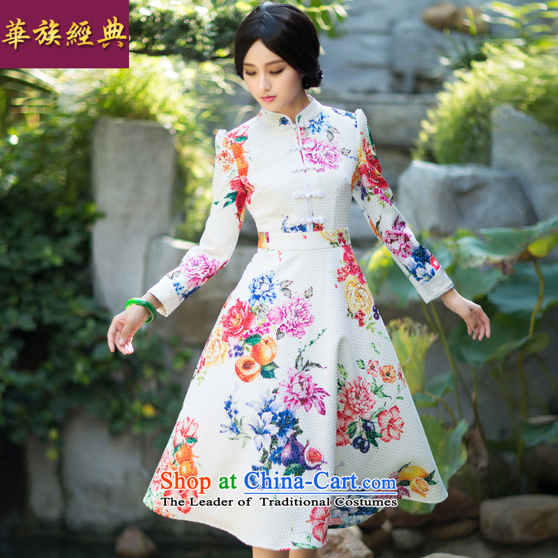 Chinese New Year 2015 classic ethnic autumn day-to-day long-sleeved qipao Ms. dresses improved stylish Sau San China wind suit?S