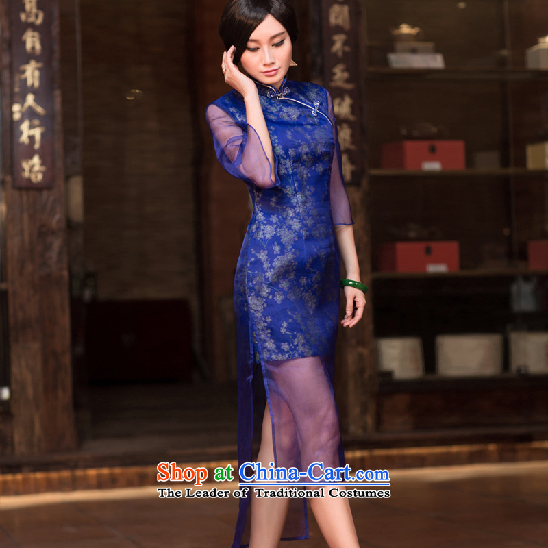 Chinese New Year 2015 classic-long-sleeved improved Stylish retro cheongsam dress autumn, Tang Dynasty Chinese Dress Suit M, China ethnic women (HUAZUJINGDIAN Classic) , , , shopping on the Internet