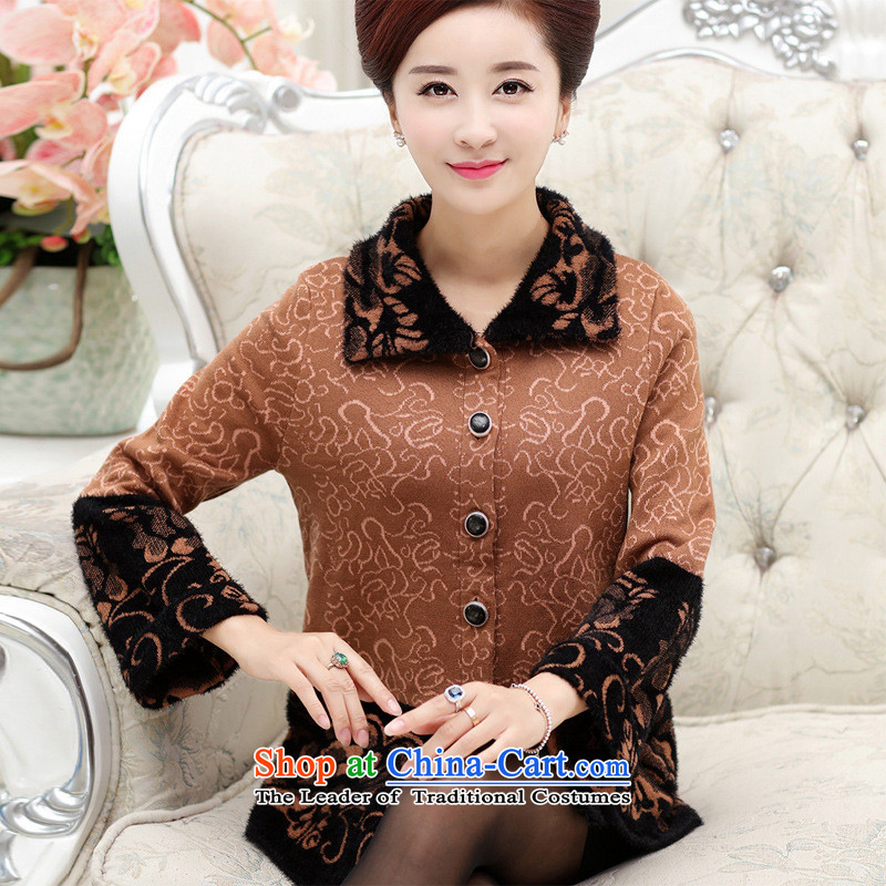 The Secretary for Health related shop _ Fall_Winter Collections mother woolen knitted shirts, older women's cashmere grandma loaded thick cardigan sweater jacket greenM