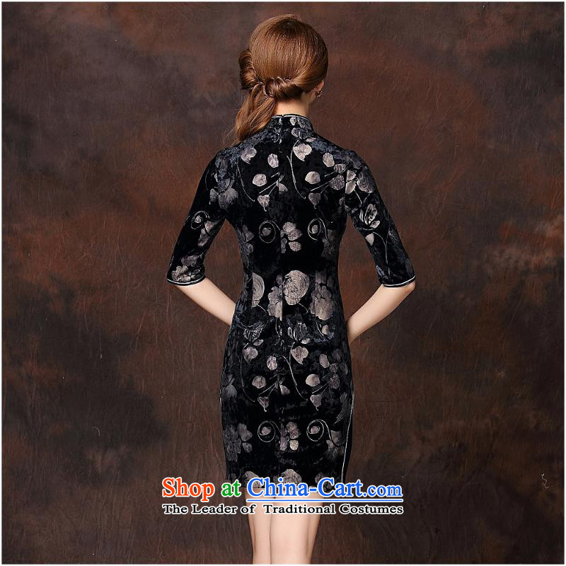 2015 Autumn and winter new women's Stylish retro seven stamp scouring pads short-sleeved qipao QF141003  XXXXL, color pictures and involved (rvie.) , , , shopping on the Internet