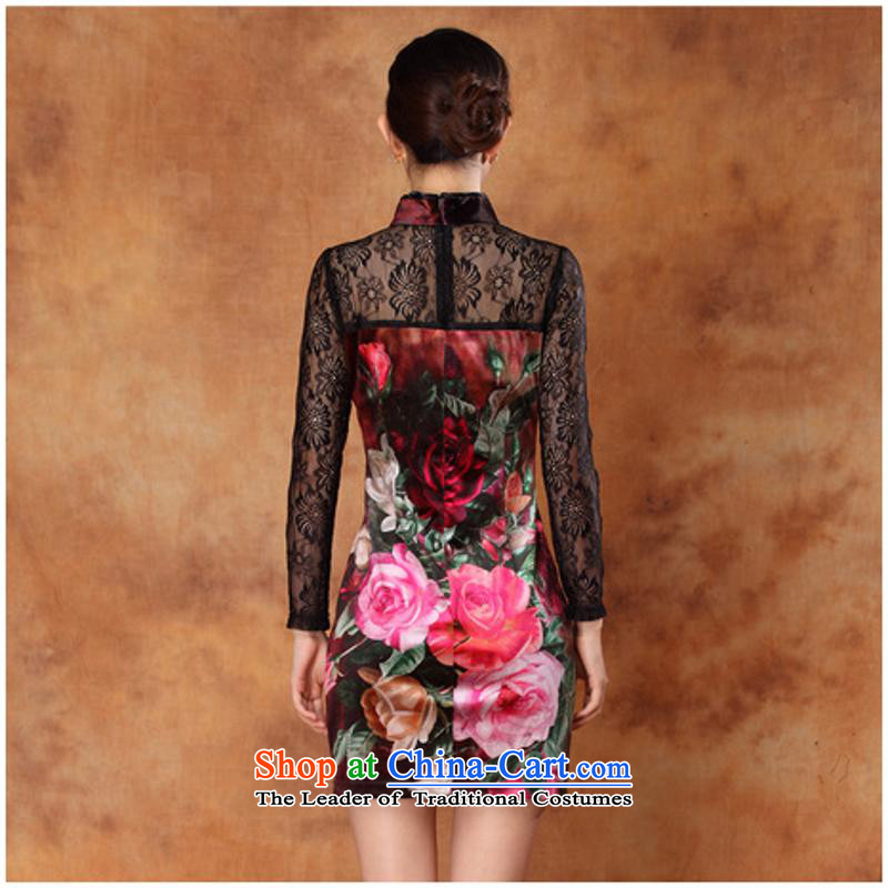 New autumn sexy lace scouring pads and the relatively short time stamp of long-sleeved cheongsam dress banquet figure XXXL, dresses and involved (rvie.) , , , shopping on the Internet