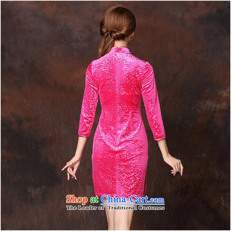 2015 Autumn and winter new women's Stylish retro in embossed cuff scouring pads in the short qipao QF141002 red XL, and involved (rvie.) , , , shopping on the Internet